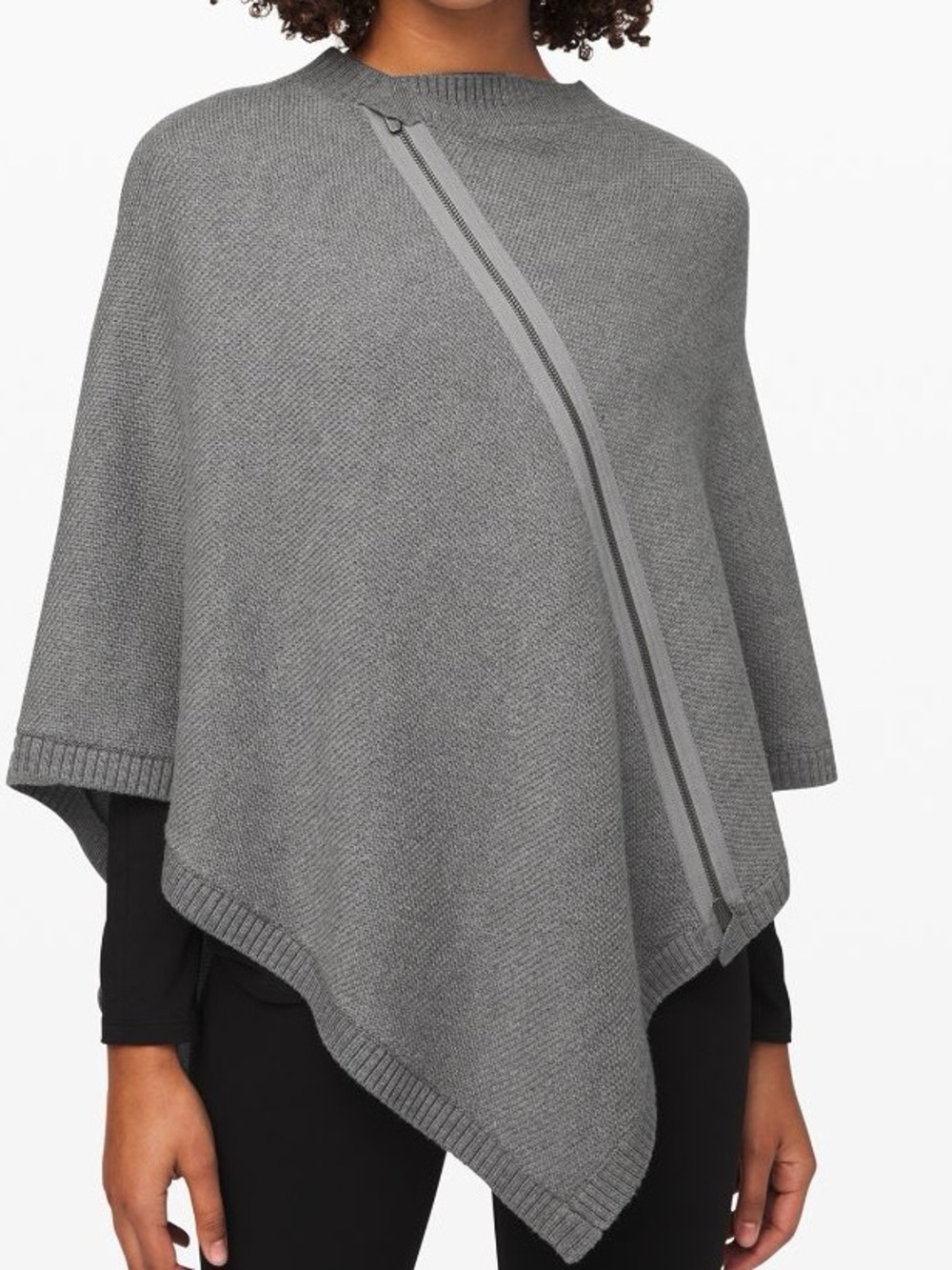 Lululemon On The Go Poncho Sweater Black Merino Wool One Size - Picture 6 of 7